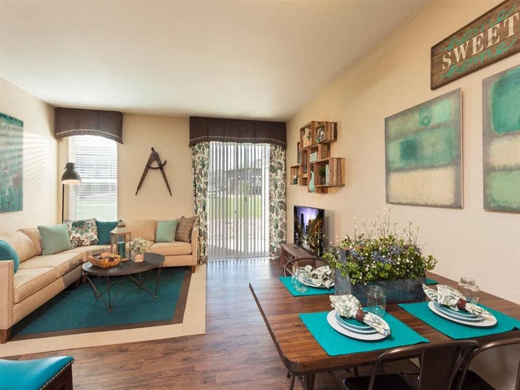 large living room with dining space