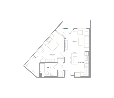 a floor plan of a small house with a bedroom and a bathroom