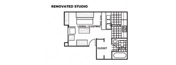 a floor plan of a room with a bedroom and closet