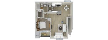A diagram of a room with a bed, a desk, and a chair.