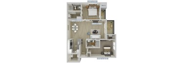 a 2100 sq ft floor plan with a bedroom and a living room
