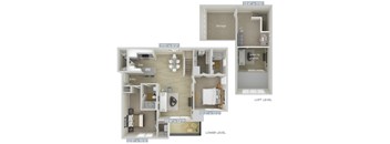 the outlook floor plan  studio with 2 baths