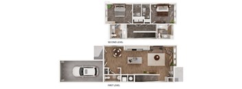 Cantle 2 bed, 2.5 bath floorplan