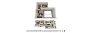 1 Bed 1 Bath Loft 869 Sq. Ft. Floor plan at Canyon Park, Beaverton, 97005
