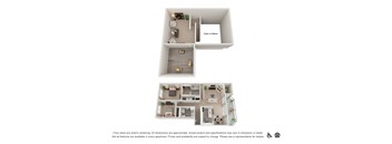 2 Bed 2 Bath Loft 1,234 Sq. Ft. Floor plan at Canyon Park, Oregon, 97005
