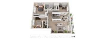 2 Bed 2 Bath with Den 1,094 Sq. Ft. Floor plan at Canyon Park, Beaverton, 97005