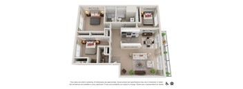 3 Bed 2 Bath 1,094 Sq. Ft. Floor plan at Canyon Park, Oregon, 97005