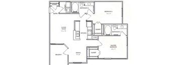 A black and white image of a floor plan for a house.
