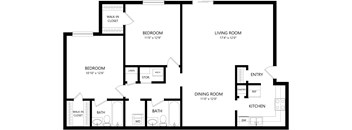 2x2 Floor Plan  at Castilian Apartments, Orlando, 32839