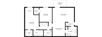 2x2 Floor Plan at Castilian Apartments, Florida