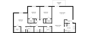 3x2  Floor Plan  at Castilian Apartments, Orlando, FL, 32839