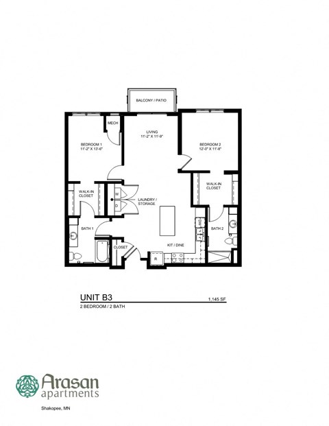 a floor plan of unit b3 of the villas at the baths
