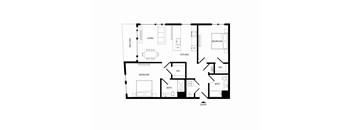 A black and white image of a floor plan for a house.