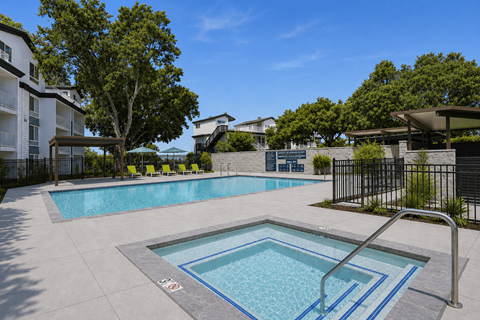 A small pool with a metal ladder.