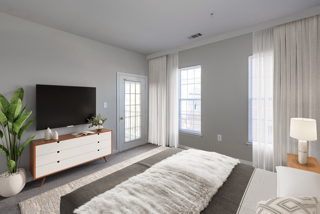 Bedroom with large windows