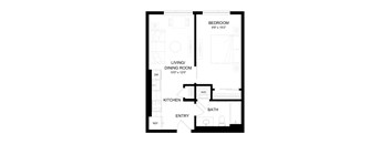 a floor plan of a room with a bedroom and a bathroom