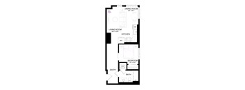 a floor plan of a 1 bedroom floor plan