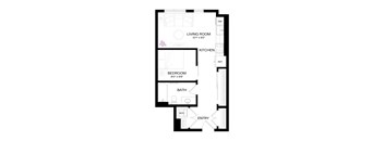 a floor plan of a small house with a bedroom and a living room