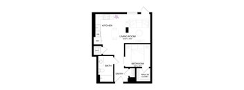 a floor plan of a unit with a bedroom and a living room