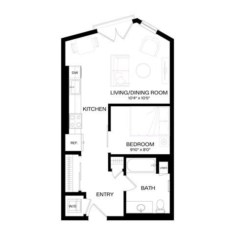 a floor plan of a 1 bedroom floor plan for an apartment