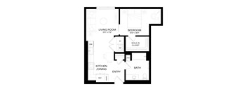 a floor plan of an apartment with a bedroom and a living room