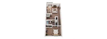a floor plan of a house with a bedroom and a living room