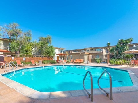 the swimming pool at the apartments for rent at Citrus Court Apartments, California