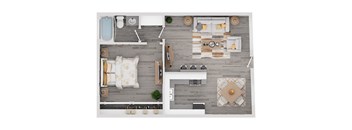 a floor plan of a house with a bedroom and a living room