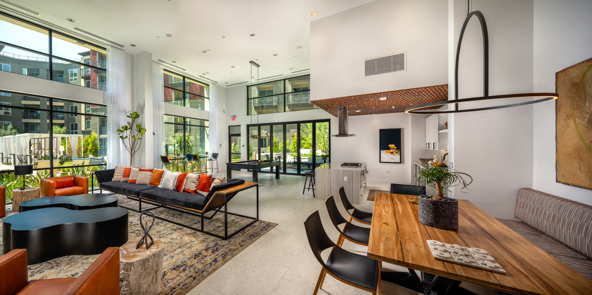 Clubhouse Lounge at Clarendon Apartments, Los Angeles