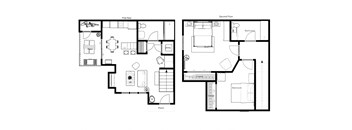a floor plan of two different layouts of a house