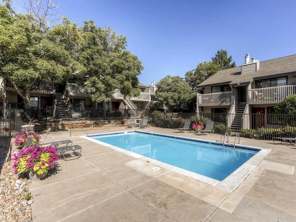 pool deck with lounge chairs
