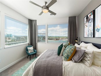 Beautiful Bright Bedroom With Wide Windows Beautiful Bright Bedroom With Wide Windows at Canvas on Blake, Denver, CO, 80205 - Photo Gallery 4