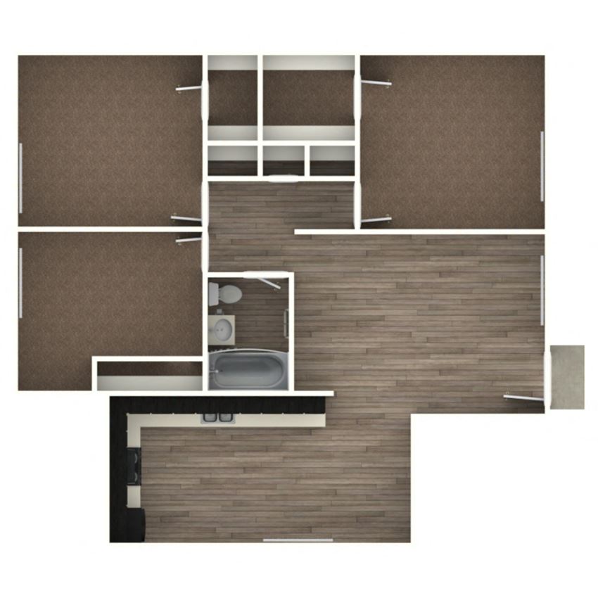 3 bed 1 bath 1235 SF