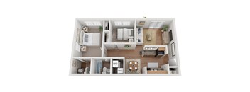 2 bedroom, 2 bathroom floorplan with wood like flooring, large closet, and washer/dryer in unit