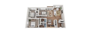 a floor plan of a 3 bedroom apartment