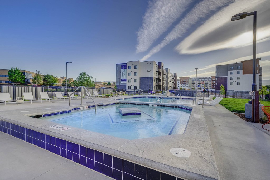 pool at the bradley braddock road station apartments at Copper 87, Utah