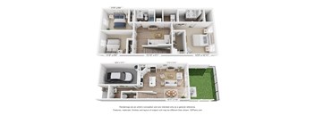 A 3D floor plan of a house with dimensions and a disclaimer at the bottom.