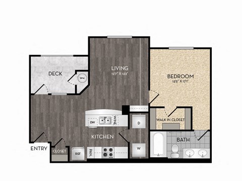 A2-2 1 bedroom 1 bathroom