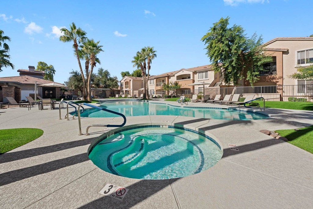 our apartments offer a swimming pool with palm trees