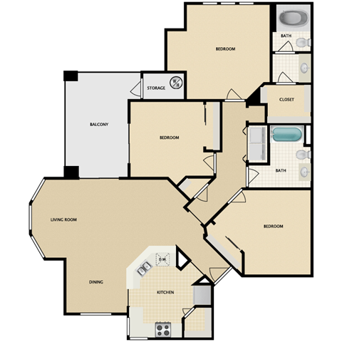 Corniche three bedroom one bathroom