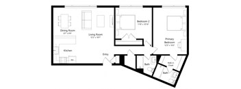 a floor plan of a bedroom apartment