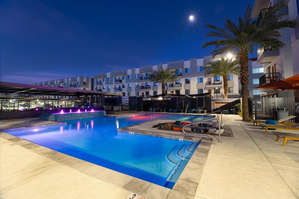Swimming pool night view1 at 601 Pax, Phoenix, Arizona