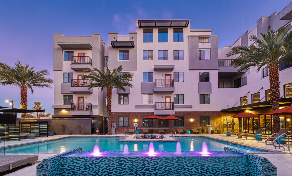 Swimming pool night at 601 Pax, Phoenix, AZ