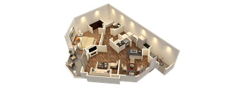 Crestone Needle - 3D floor plan - 749 SQFT