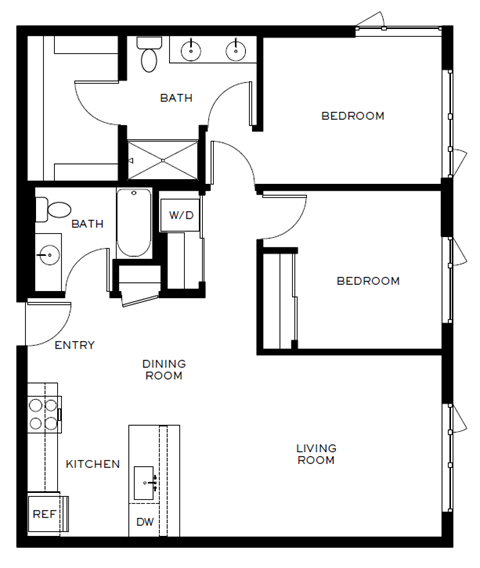 a floor plan of a house with a bedroom and a living room