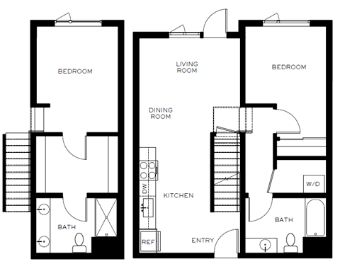 a floor plan of a house with three floors and a living room