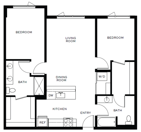a floor plan of a house with a bedroom and a living room