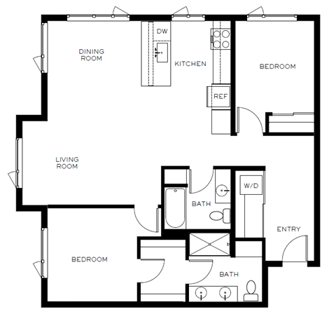 a floor plan of a house with a bedroom and a living room
