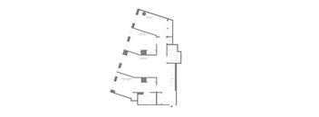 A floor plan of a building with rooms labeled.