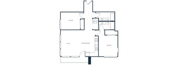 a floor plan of a house with a bedroom and a living room